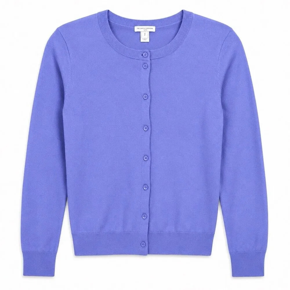 J. Crew The Caryn Cardigan Womens XS Lavender Purple Crew Neck Preppy Sweater